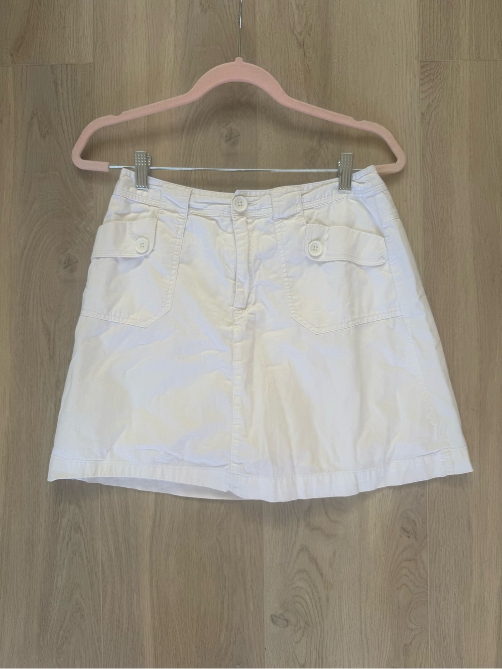 White Stag White Stretch Mini Skirt with Button Detail